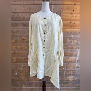 KLEEN 100% Ramie Lagenlook Tunic Top Button Front – Plus Size 2X